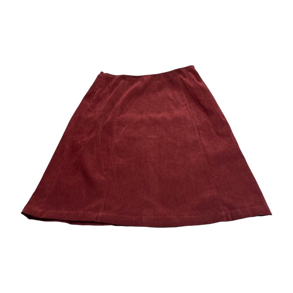 Sag Harbor 2-Piece Skirt Suit Women's 16 Maroon Stretch Collared Elastic Waist - Picture 9 of 12